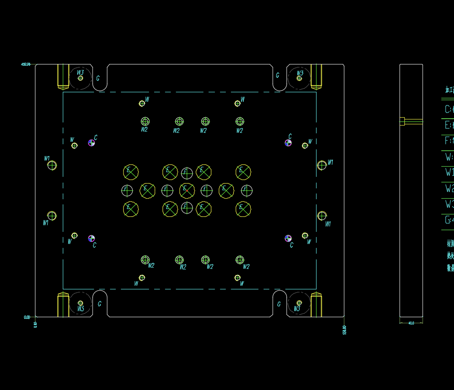 平板电脑后盖宽边侧切模具图